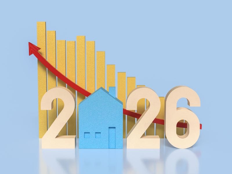 investire in immobili nel 2026, grafico con casa e frecce verso l'alto